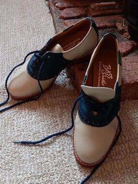 Bass Two-Tone Navy and Cream Womens Or Kids Saddle Oxfords